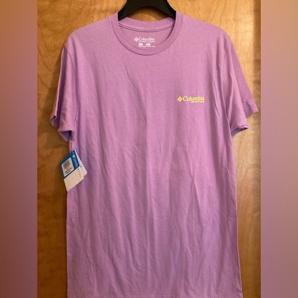 NEW Columbia Men’s PFG Performance Fishing Gear T-Shirt Purple Yacht Ship Sz M